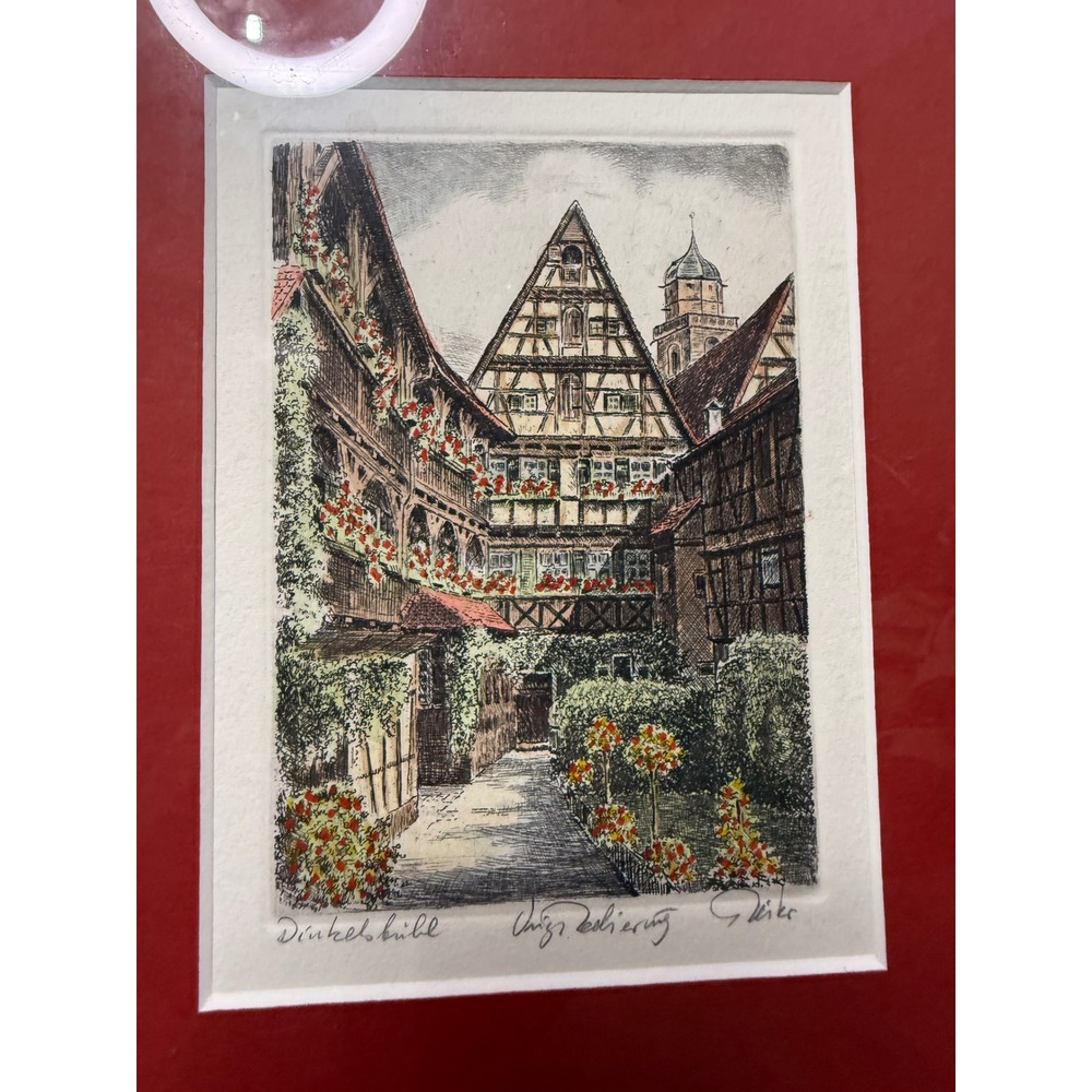 Pair of Signed Inge Reith & G. Miko Etchings Dinkelsbühl Germany Medieval Town - Picture 11 of 13